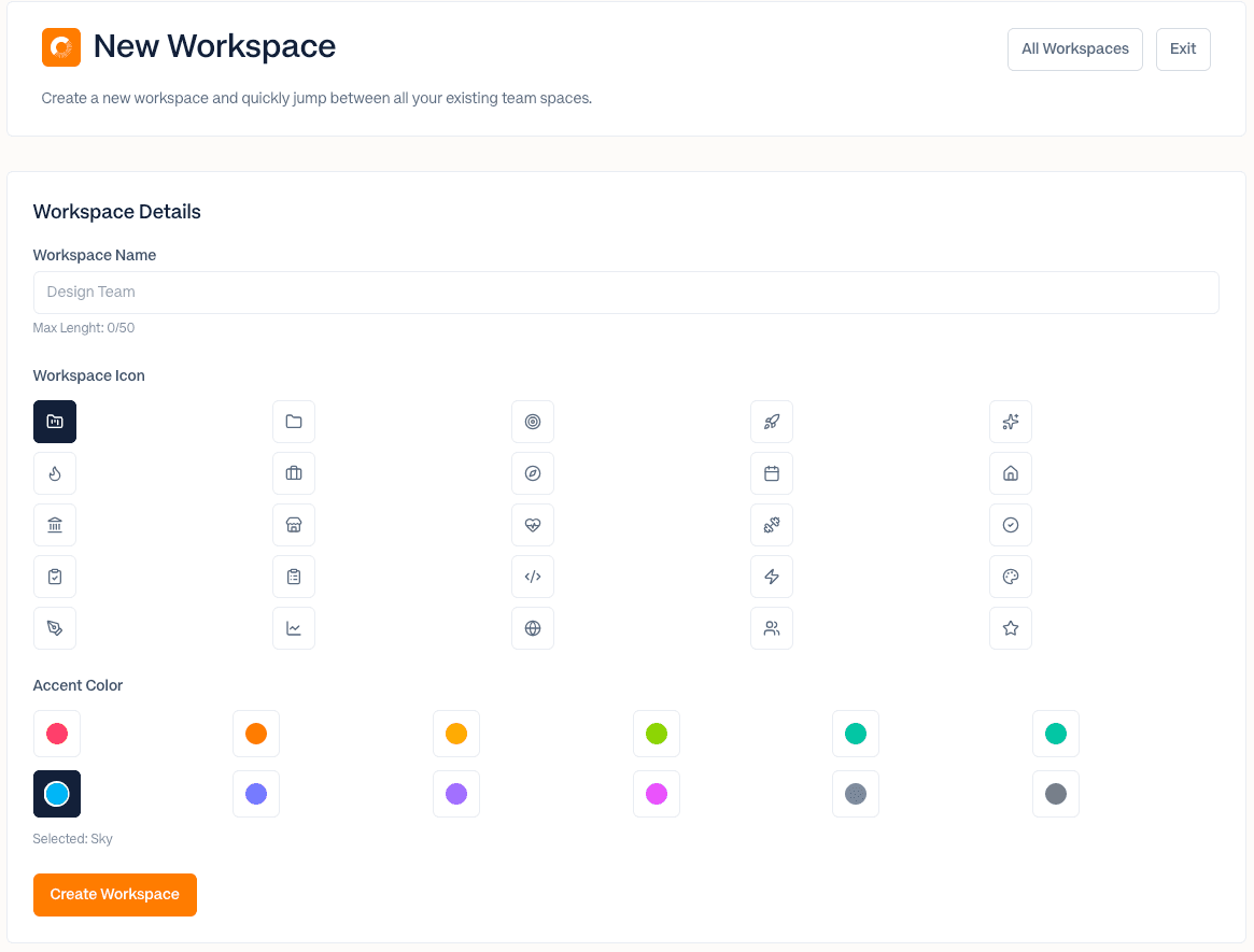 Preview of Ember workspace layout